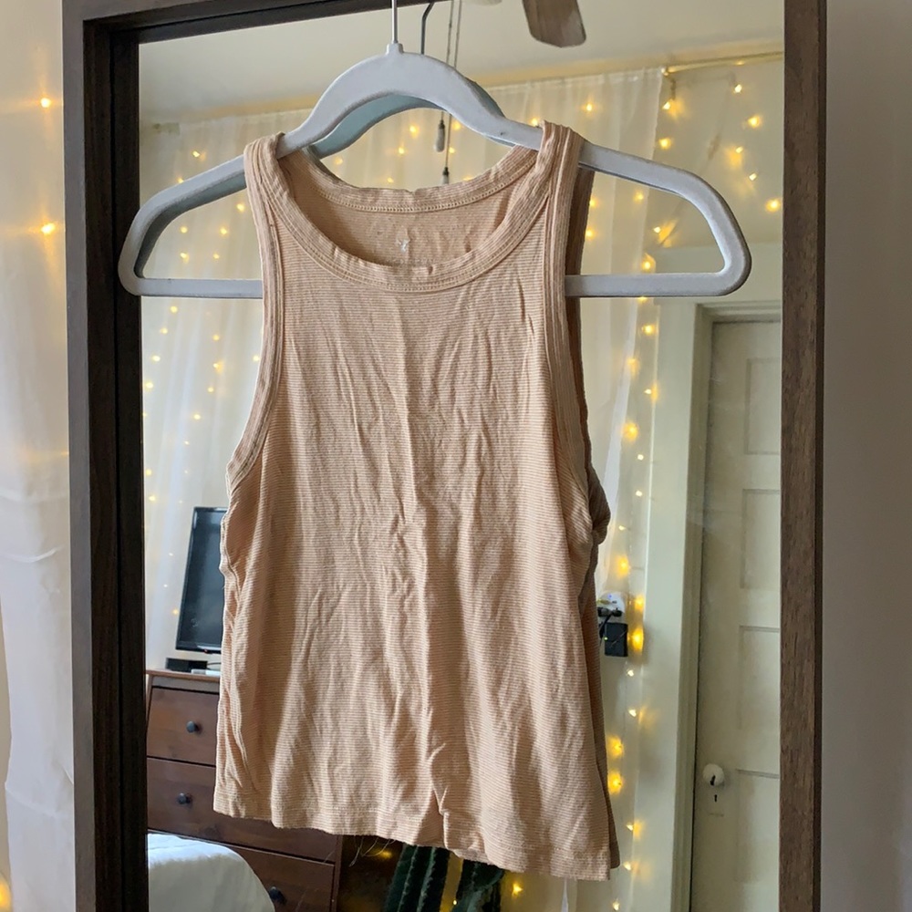 xs yellow stripe halter tank top